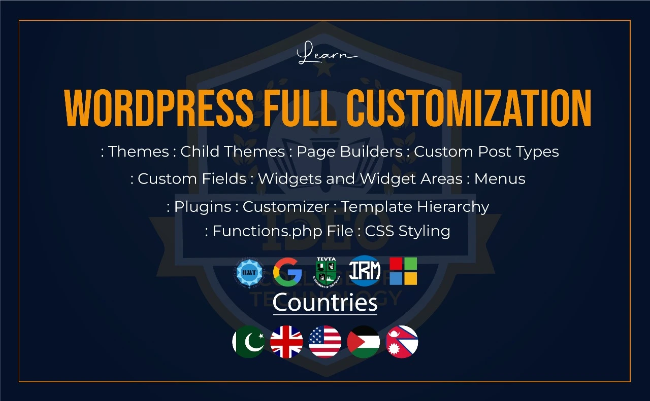 Wordpress Full Customization course in lahore